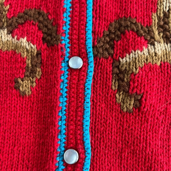 Vintage NWT Deadstock Hand Knit Western Sweater Vest Red Rodeo Horse Womens L - Picture 6 of 8
